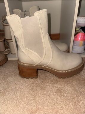 Altar'd State Cream Chelsea Lug Ankle Boots